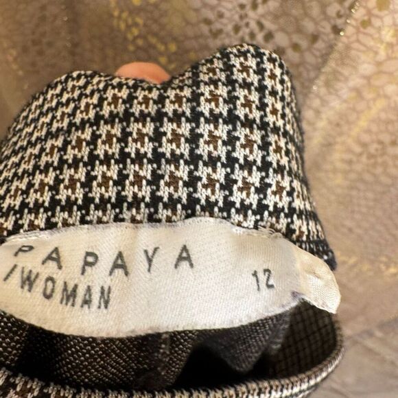 Papaya Brown Black Stripe Hounds tooth Work Office Pants Trousers Size 8 - Picture 3 of 8